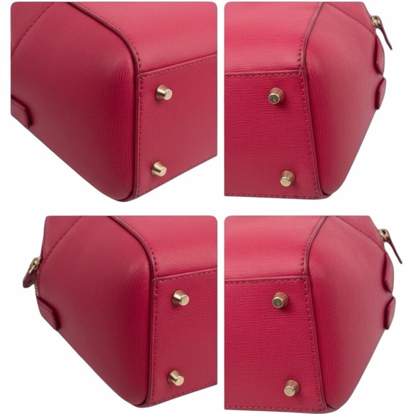 Furla Linda Small Dome Satchel Pink Leather Top Handle Bag Gold Hardware - Picture 9 of 9